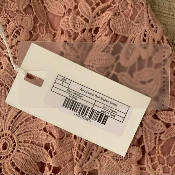 Endless rose all of lace bell sleeves mini dress in blush pink - S - Picture 2 of 7
